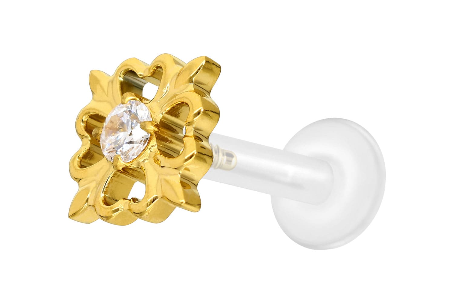 PTFE Labret Piercing mit Innengewinde + Titan-Aufsatz KLEEBLATT